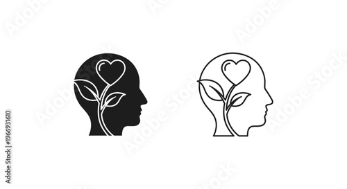 a pair of human heads with a plant growing out of them Vector