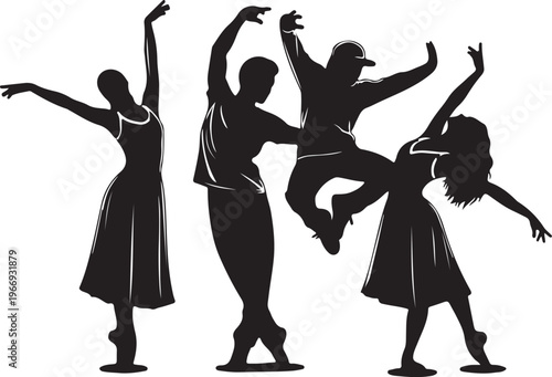 silhouettes of dancing people