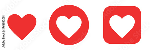 Like and favorite buttons. Heart icon set. Social media UI and wishlist symbol icons for app interface and web design systems