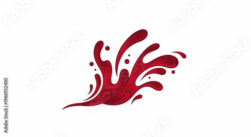 Dynamic crimson liquid splash with multiple droplets and swirls