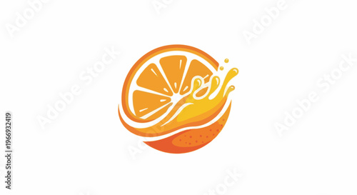 Dynamic citrus slice with liquid splash, vibrant orange hues, abstract