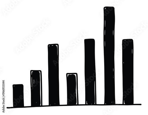 Hand drawn bar chart representing data analysis and financial growth suitable for business presentations educational materials and statistical infographics