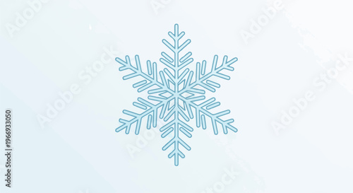 Delicate cyan snowflake outline on soft blue gradient background