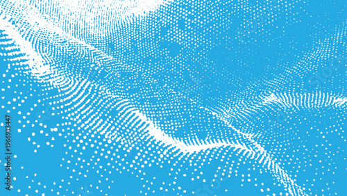 Blue and white abstract halftone wave pattern with dots and lines design element for graphic resources  modern visual effect