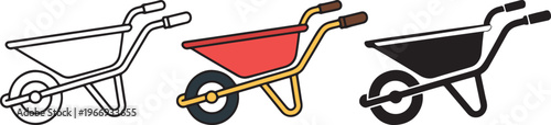 Wheelbarrow icon set for business