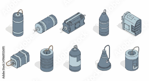 Collection of Industrial Gas Cylinders and Containers.