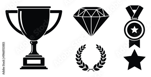 Iconic symbols representing victory and success perfect for celebrating top achievements and recognizing premium quality across various award ceremonies and competitive events