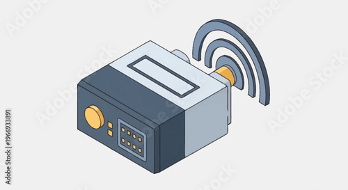Isometric illustration of a wireless transmitter device.