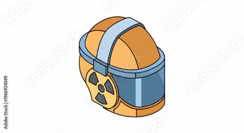 Retro Futuristic Radiation Hazmat Helmet Icon.
