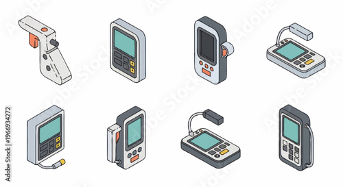 Collection of Isometric Electronic Devices and Gadgets.