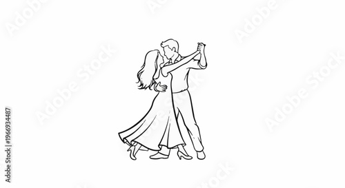 Couple elegantly dancing in a ballroom pose