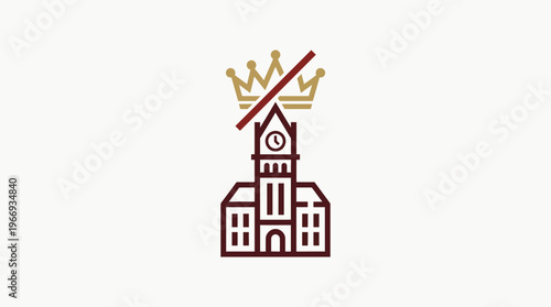 Iconic Building with Crossed Crown Emblem