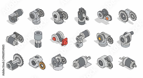 Collection of Industrial Mechanical Parts and Components.