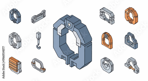 Collection of Industrial Components and Mechanical Parts.