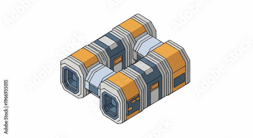 Futuristic Industrial Module Isometric View.