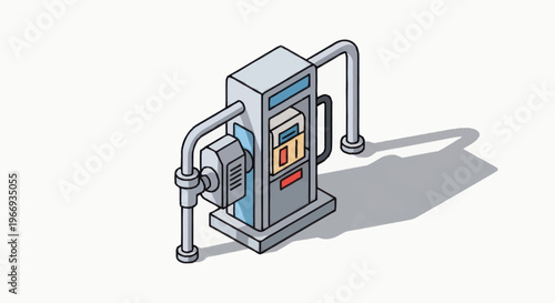 Isometric Electric Vehicle Charging Station Illustration.