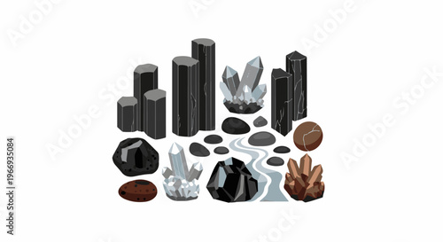 Collection of various crystalline and rocky geological formations