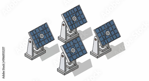 Array of Solar Panels on Stands for Energy Generation.