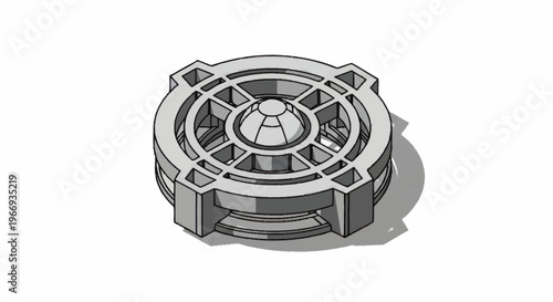 3D Rendered Industrial Fan Component With Intricate Design.