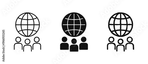 Global community and international team icon set.