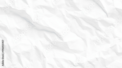 Crumpled white paper texture background with creases and folds abstract design element