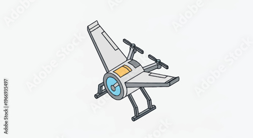 Futuristic Drone Aircraft with Propellers and Sleek Design.