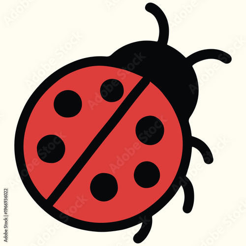 Cute red ladybird vector illustration of a small beetle insect on a white background for spring garden design art