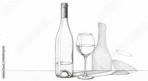 Still Life Drawing: Wine Bottle and Glass with Shadows