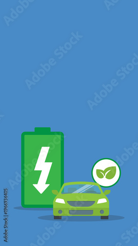 Electric Car Battery Charging Concept – Green Energy EV Vehicle, Sustainable Transport, Clean Power Technology 