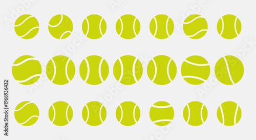 Tennis Balls Collection: Various Angles and Designs on Light Gray Background