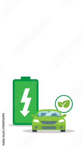 Electric Car Battery Charging Concept – Green Energy EV Vehicle, Sustainable Transport, Clean Power Technology 