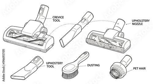 Vacuum Cleaner Attachments Set: Tools for Cleaning Different Surfaces