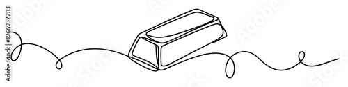 Modern continuous single line drawing of a golden bar ingot, symbolizing wealth, financial success, and prosperity, ideal for business concepts, investment visuals, and economic