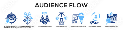 Glyphcolor - Audience Flow web banner icon vector illustration concept