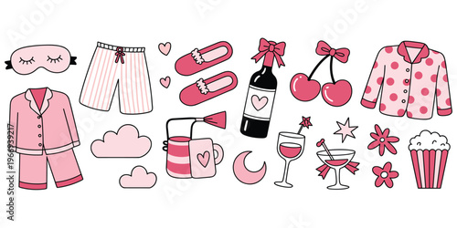 Pink Pajama Party Elements Sleepy Time and Treats Collection pajamas sleep mask