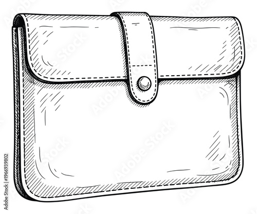 Stylish compact storage bag featuring a convenient flap and button fastener, useful for showcasing organizational solutions, stationery, or everyday carry items in lifestyle content and