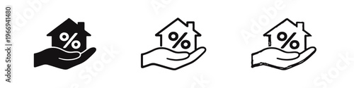 House Interest Rate Icon - Hand Holding Home with Percentage Symbol