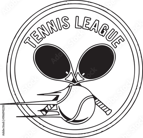 Vector tennis league badge with superimposed texture for your design, print or internet