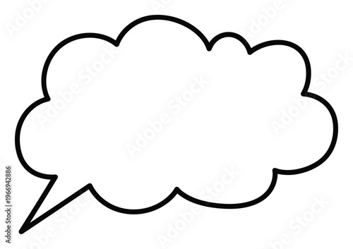 Hand drawn style empty thought bubble or speech balloon graphic for conveying dialogue and internal monologue in comics, educational resources, and social media content.