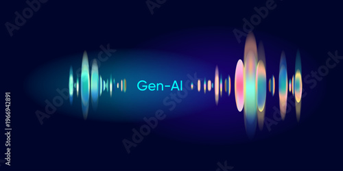 Illustration of abstract stream, AI brain concept. Artificial intelligence. Big data, technology, AI, data transfer, data flow, large language model, generative AI, LLM, NLP. NLG	