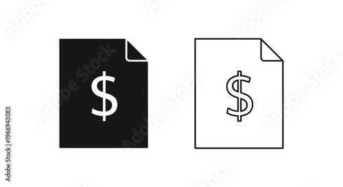 black and white dollar bill icons Vector