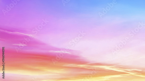 Gentle gradient sky at sunset with vibrant colors creating serene atmosphere