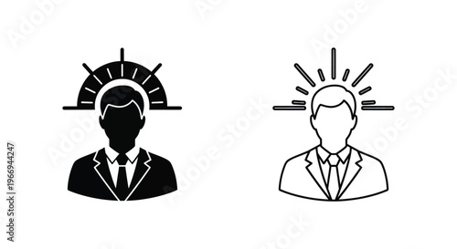 statue of liberty and silhouette of man with sun behind head Vector