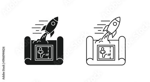 a black and white icon of a rocket launching from a wallet Vector