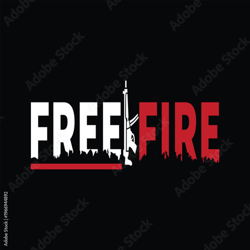 Free Fire Gaming Typography - Survival Battle Royale T-Shirt Design