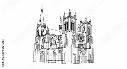 Elaborate Gothic cathedral with pointed spires and ornate facade