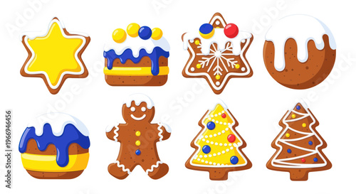 Christmas gingerbread cookies and cakes, festive sweet treats assortment