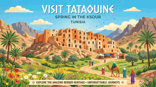 Vintage Travel Poster for Tataouine Tunisia