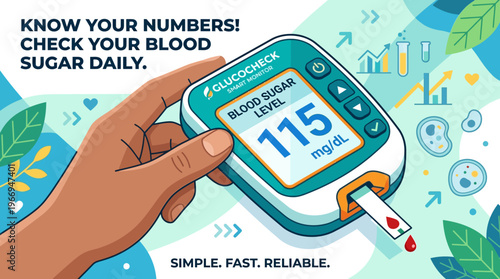 Checking Blood Sugar Level on a Glucometer