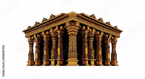 Ornate stone pavilion with intricately carved columns and a decorative roof